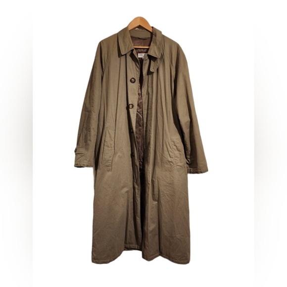 Giorgio Armani Tan/Green Long Trench Coat Fully Lined - Picture 2 of 8